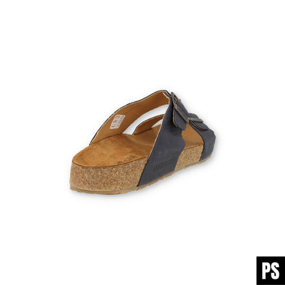 Haflinger Andrea Bio Pantolette marine country Kork Fussbett