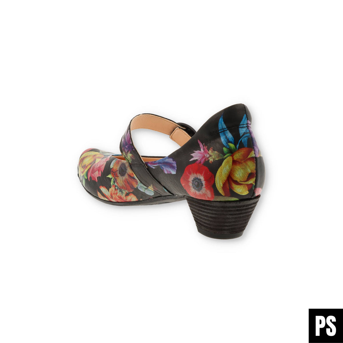 Think! Aida schwarz flower Damenschuh Weite F1/2 Pumps Ballerina