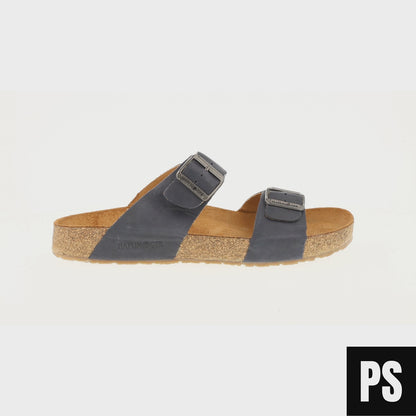 Haflinger Andrea Bio Pantolette marine country Kork Fussbett