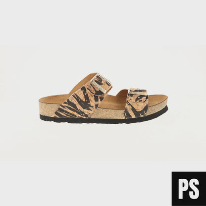 Haflinger Andrea Bio Pantolette corkmulti zebra Kork Fussbett